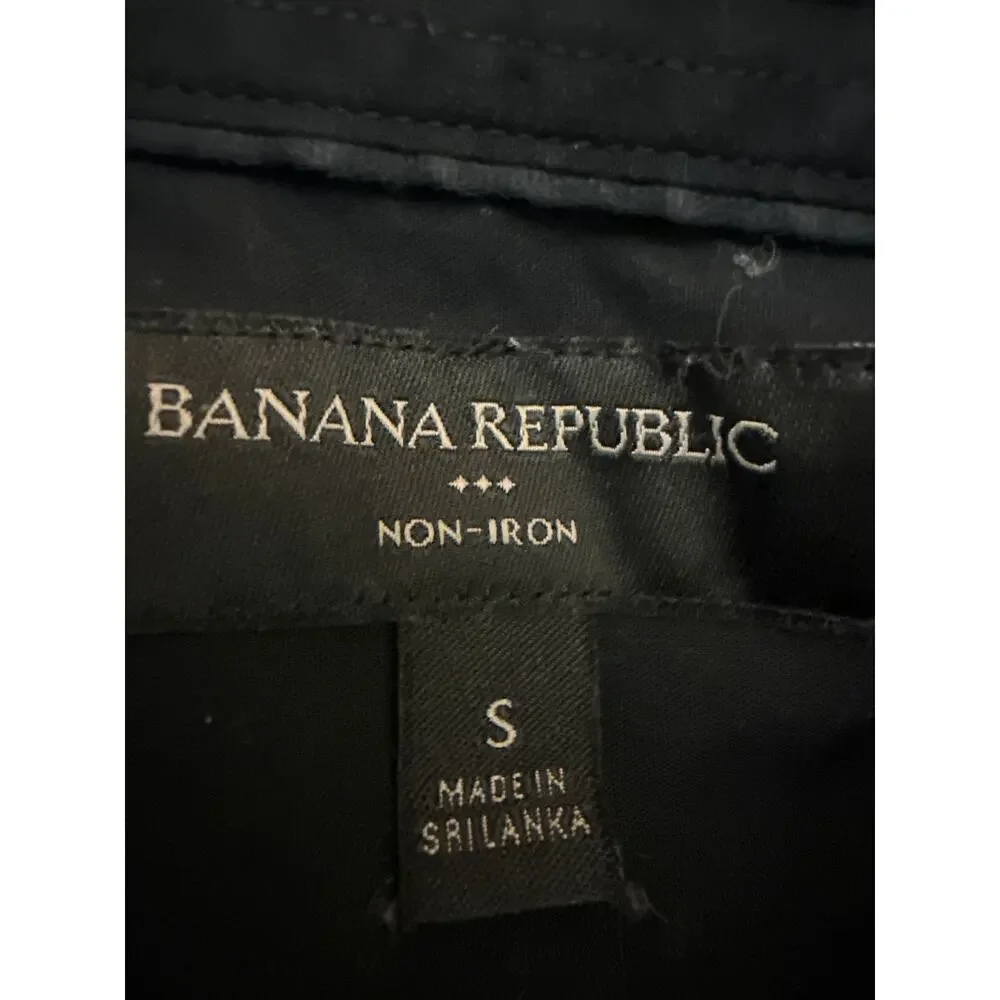 Banana Republic Men's Black Non-Iron Long Sleeve Button Down Shirt Top Size S